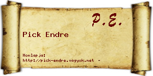 Pick Endre névjegykártya